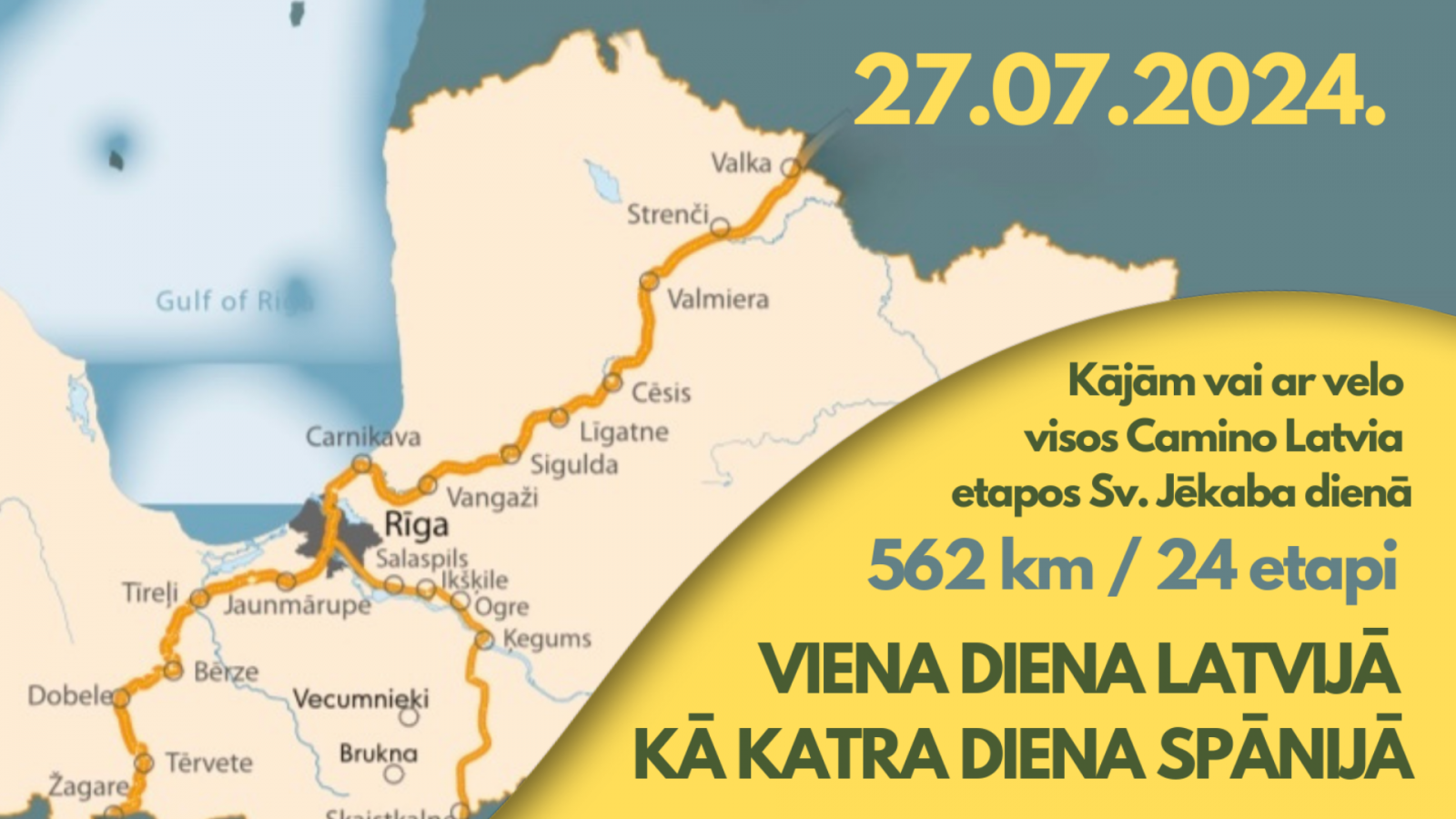 "Camino Latvija" aicina pievienoties vienas dienas pārgājienā etapā Ogre-Ķegums